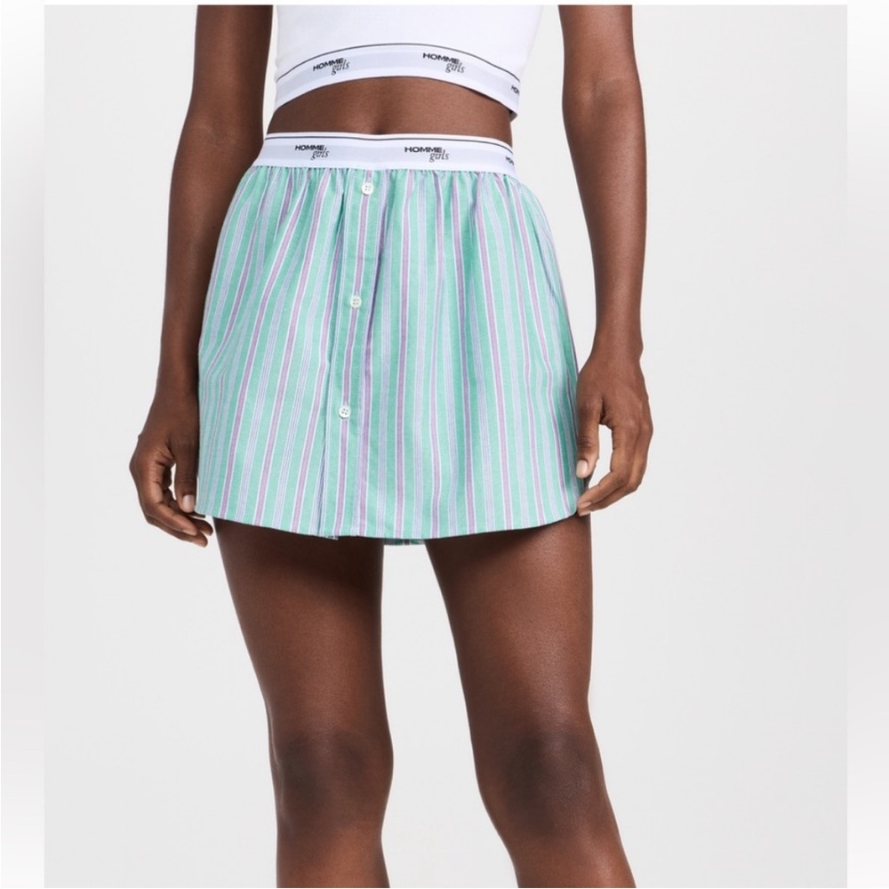 HOMMEGIRLS Shirttail Mini Skirt. Size M.BNWT. MSRP $195.